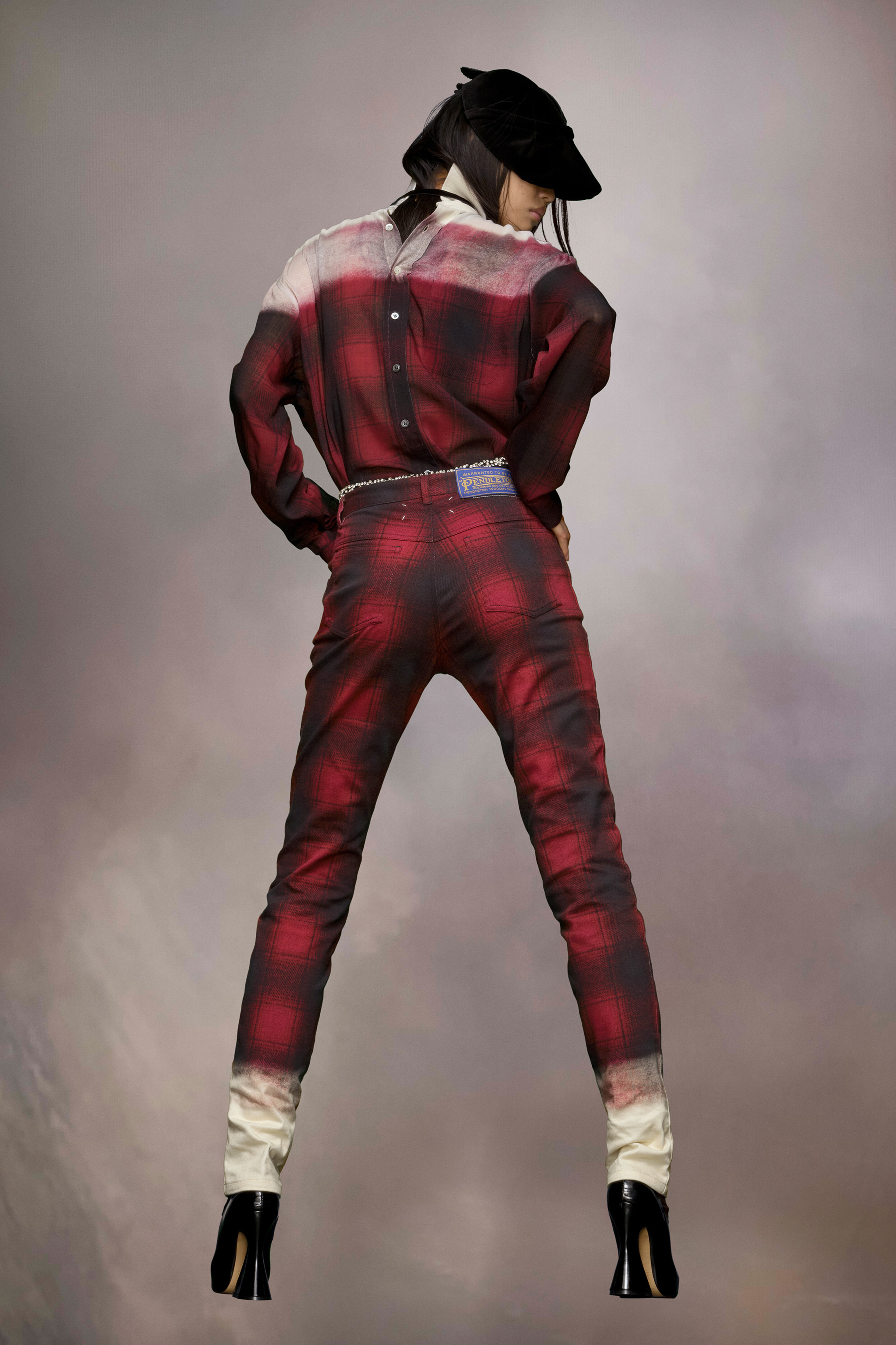 Maison Margiela Tartan-check Tapered Trousers In Black