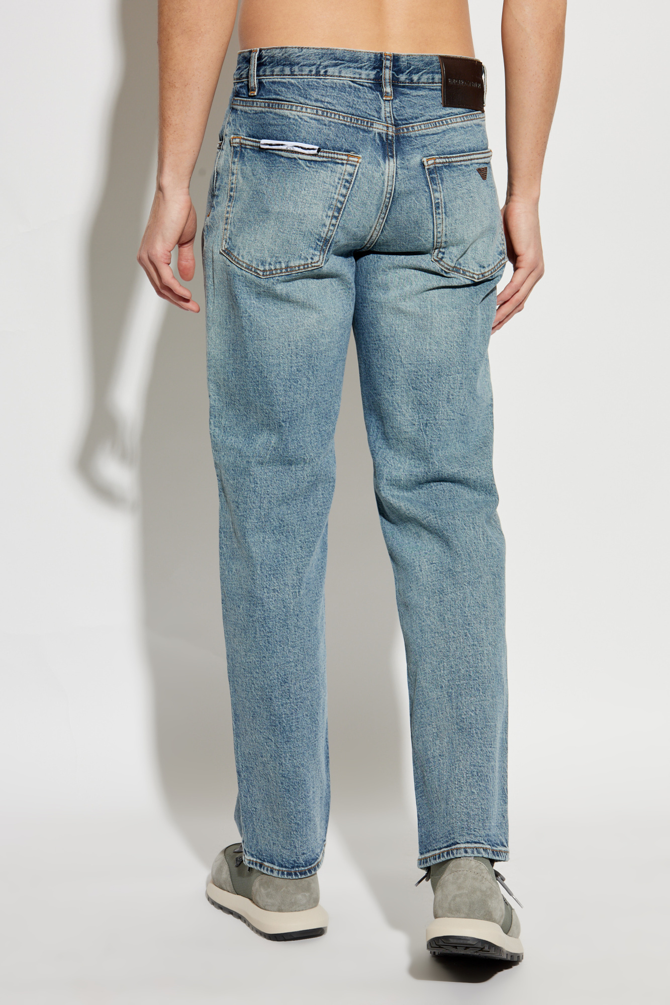 Emporio Armani Logo-plaque Jeans In Blue
