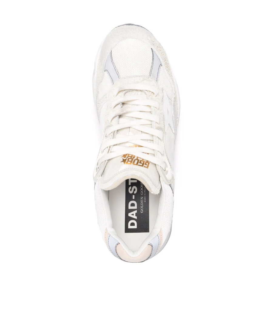 Shop Golden Goose Dad-star Sneakers In White Mesh And Suede With White Leather Star And Beige Leather Heel Tab