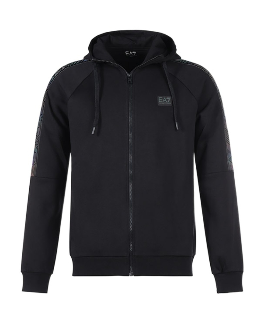 Ea7 Logo-print Detail Zipped Hoodie In Black