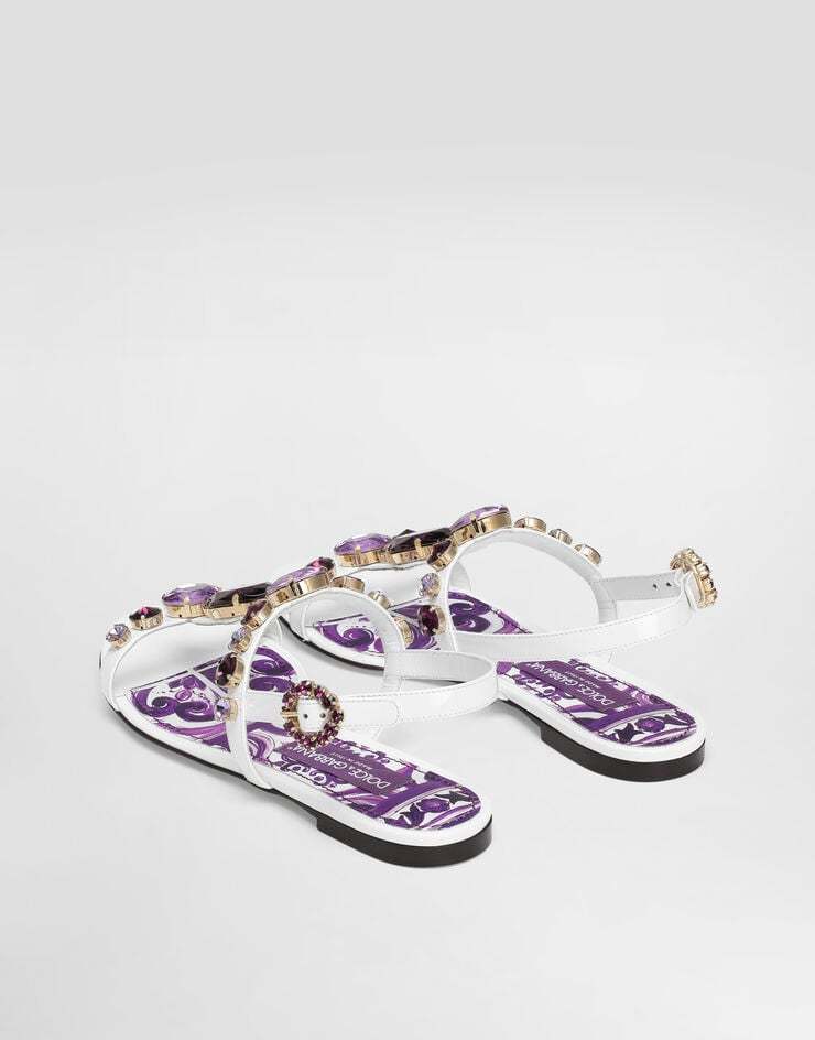 Dolce & Gabbana Embellished Leather Thong Sandals