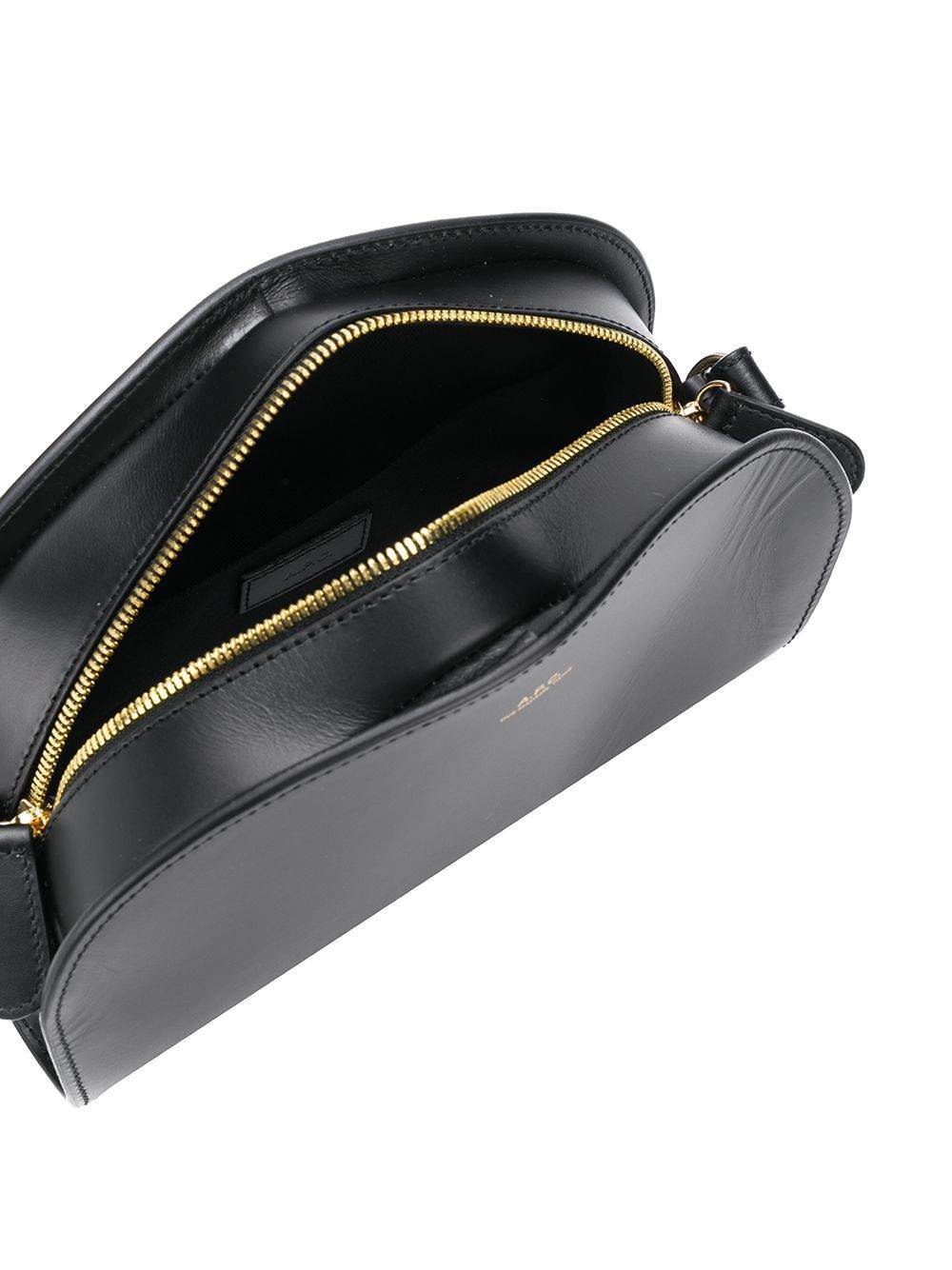 Apc A.p.c. Women Black Leather Mini Demi Lune Shoulder Bag In Black