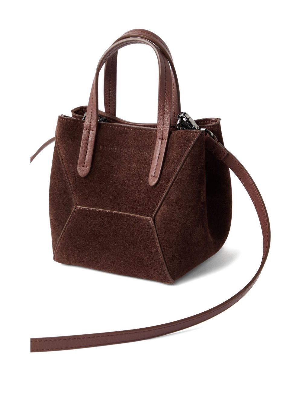 Brunello Cucinelli Leather Tote Bag Adjustable Strap In Burgundy