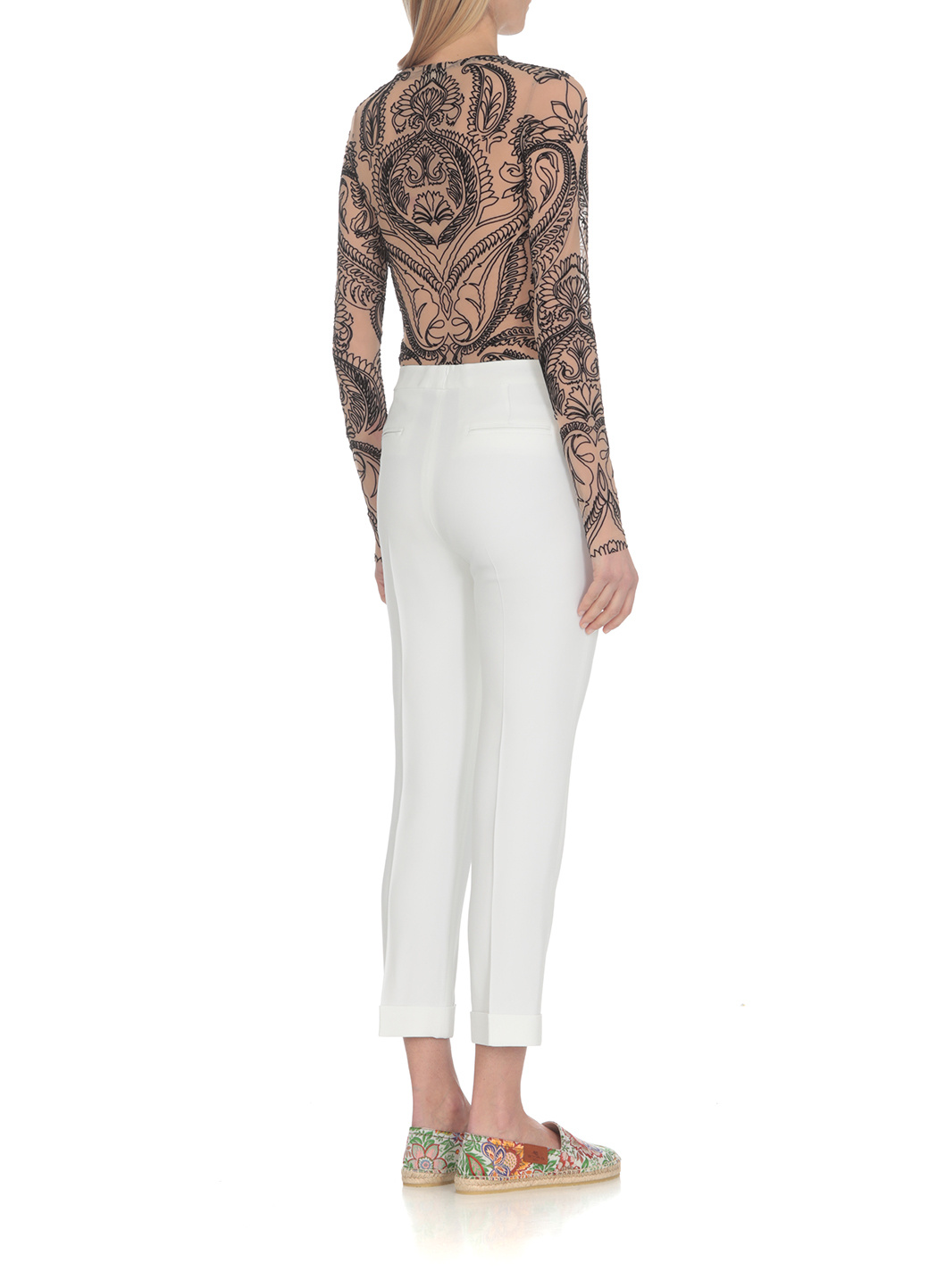 Etro Mid-rise Stretch Cotton Poplin Cuffed Cigarette Pants In White