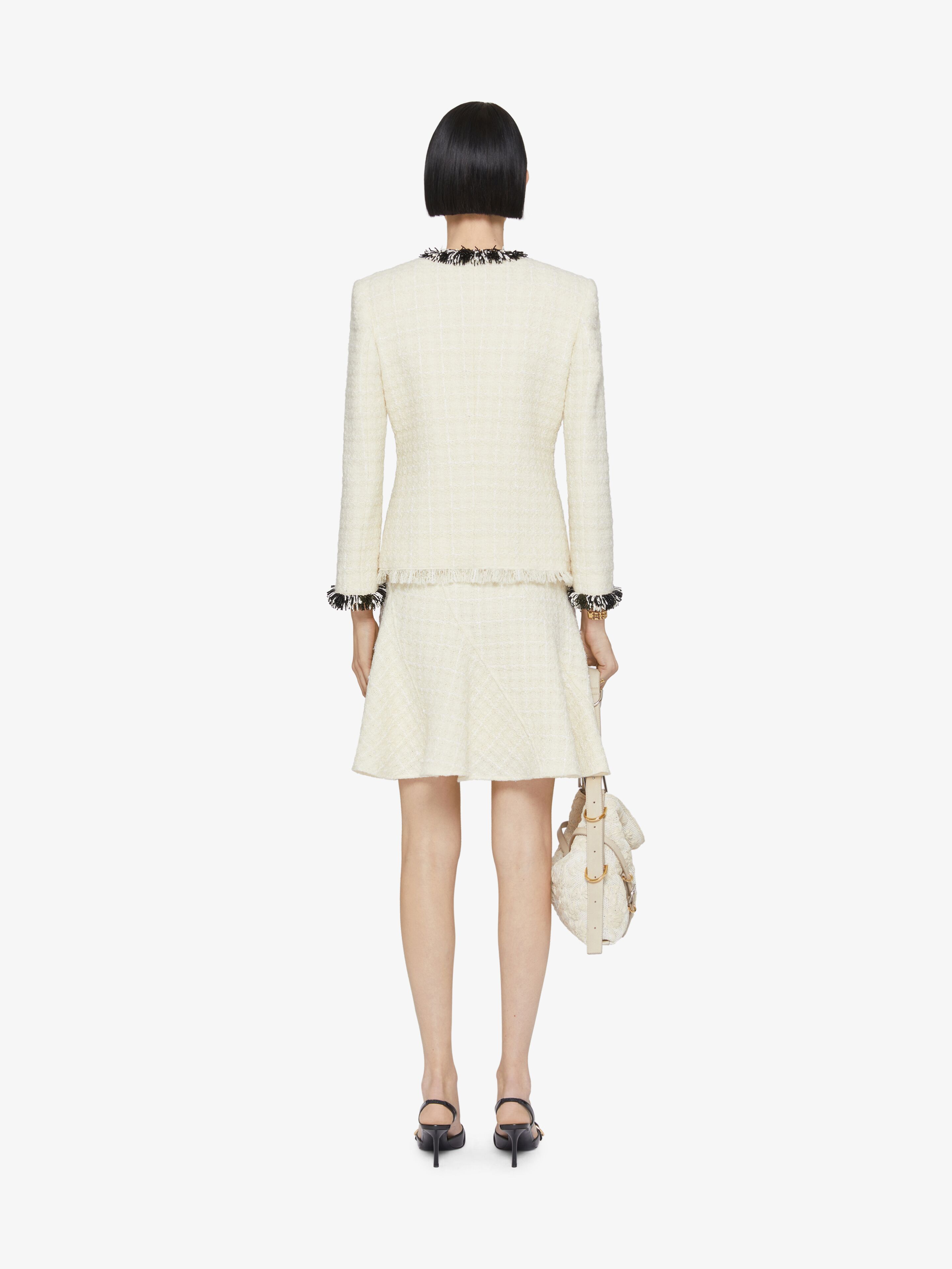 Givenchy Tweed Short Jacket With Beaded Trim In White