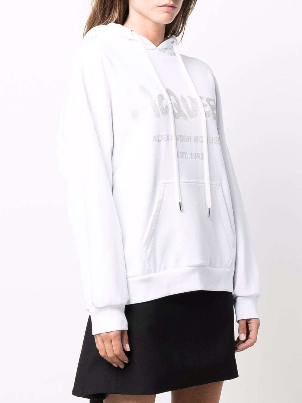 Alexander Mcqueen Logo-print Cotton Hoodie In White