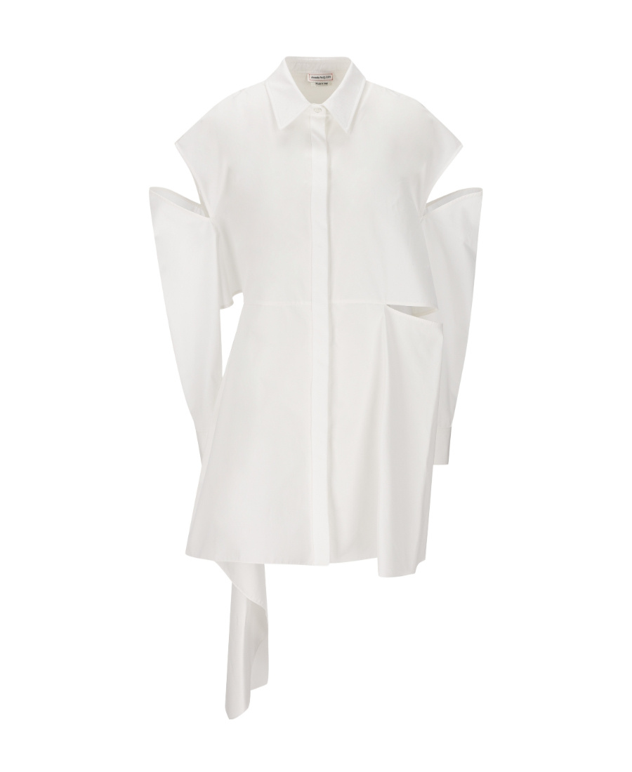 Shop Alexander Mcqueen Cut-out Detail Shirt Dress In White