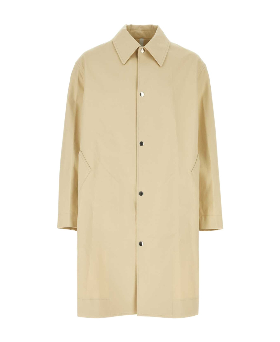 Ami Alexandre Mattiussi Ami Beige Cotton Mid-length Coat In Nude