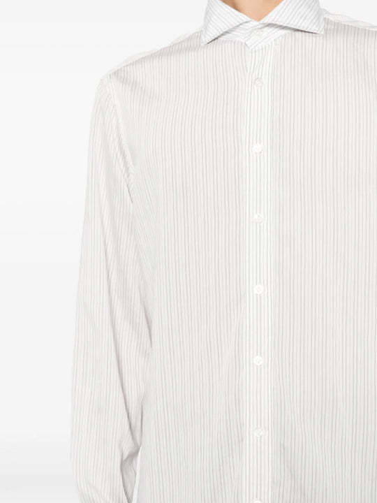 Lardini Striped Button-up Shirt In White