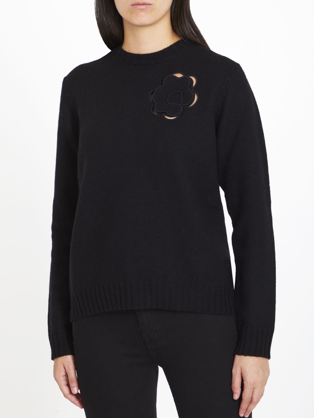 Jil Sander Cut-out Detail Wool Jumper In Black