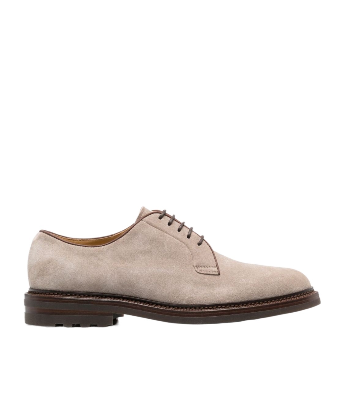 Brunello Cucinelli Suede Derby Shoes In Nude
