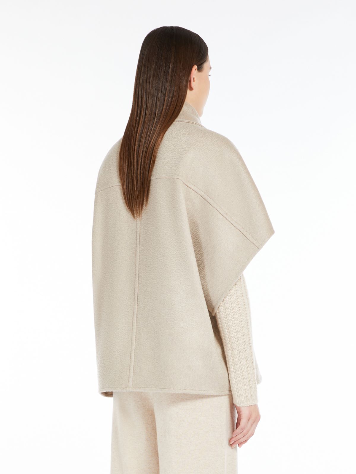Max Mara Cashmere Motorcycle Cloak In Nude
