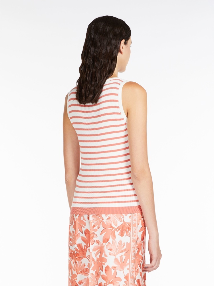 Max Mara Striped Knitted Tank Top In White