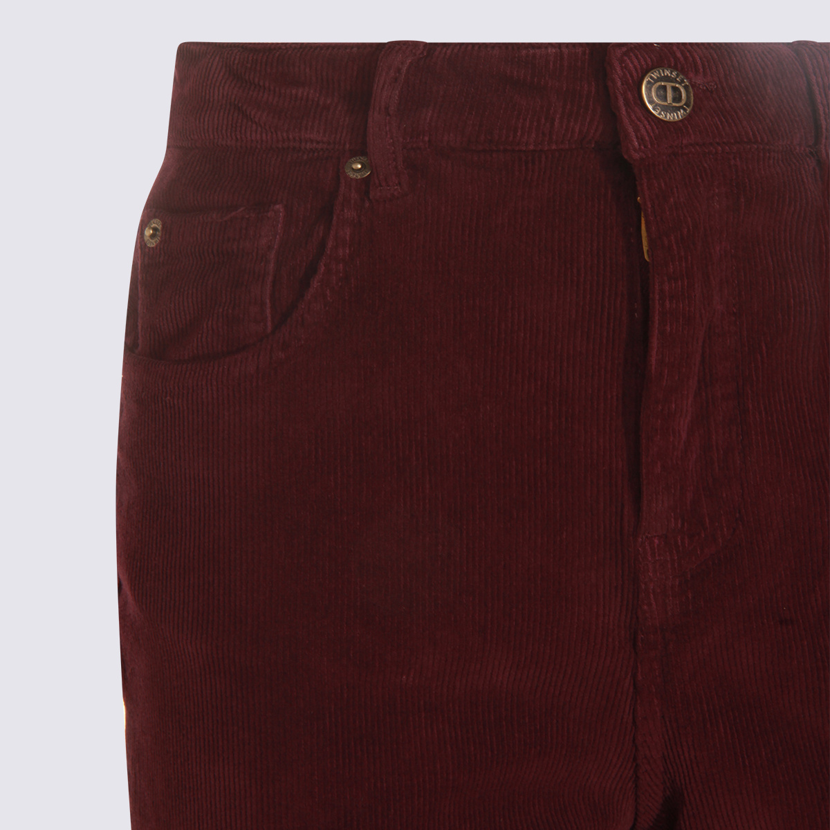 Twinset Relaxed Fit Corduroy Trousers Pockets In Gold