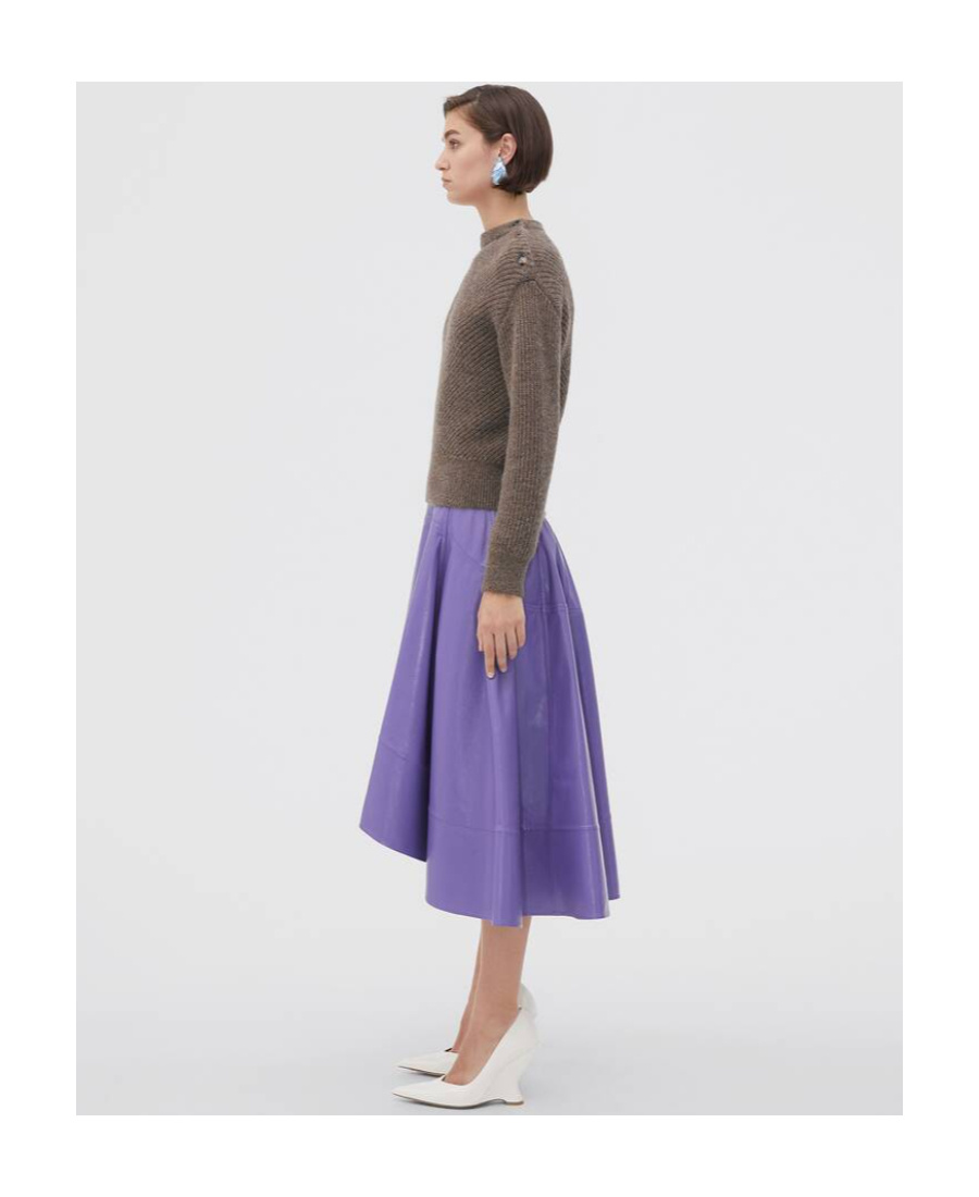 Bottega Veneta Chevron Knit Sweater In Alpaca In Brown