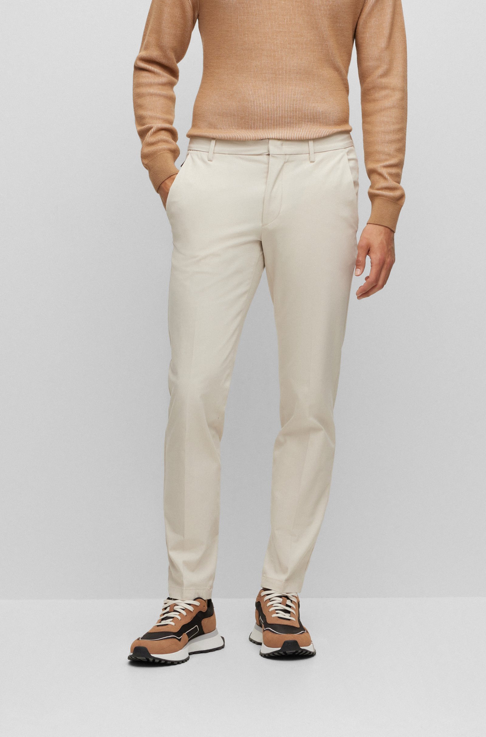 Hugo Boss Slim-fit Chinos In A Stretch-cotton Blend In White