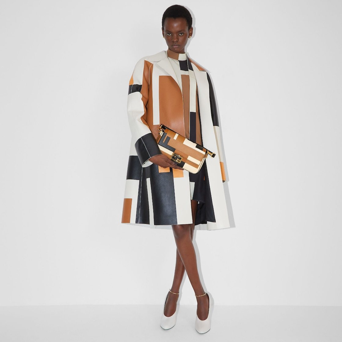 Fendi Soprabito In Nappa Multicolor Donna In White