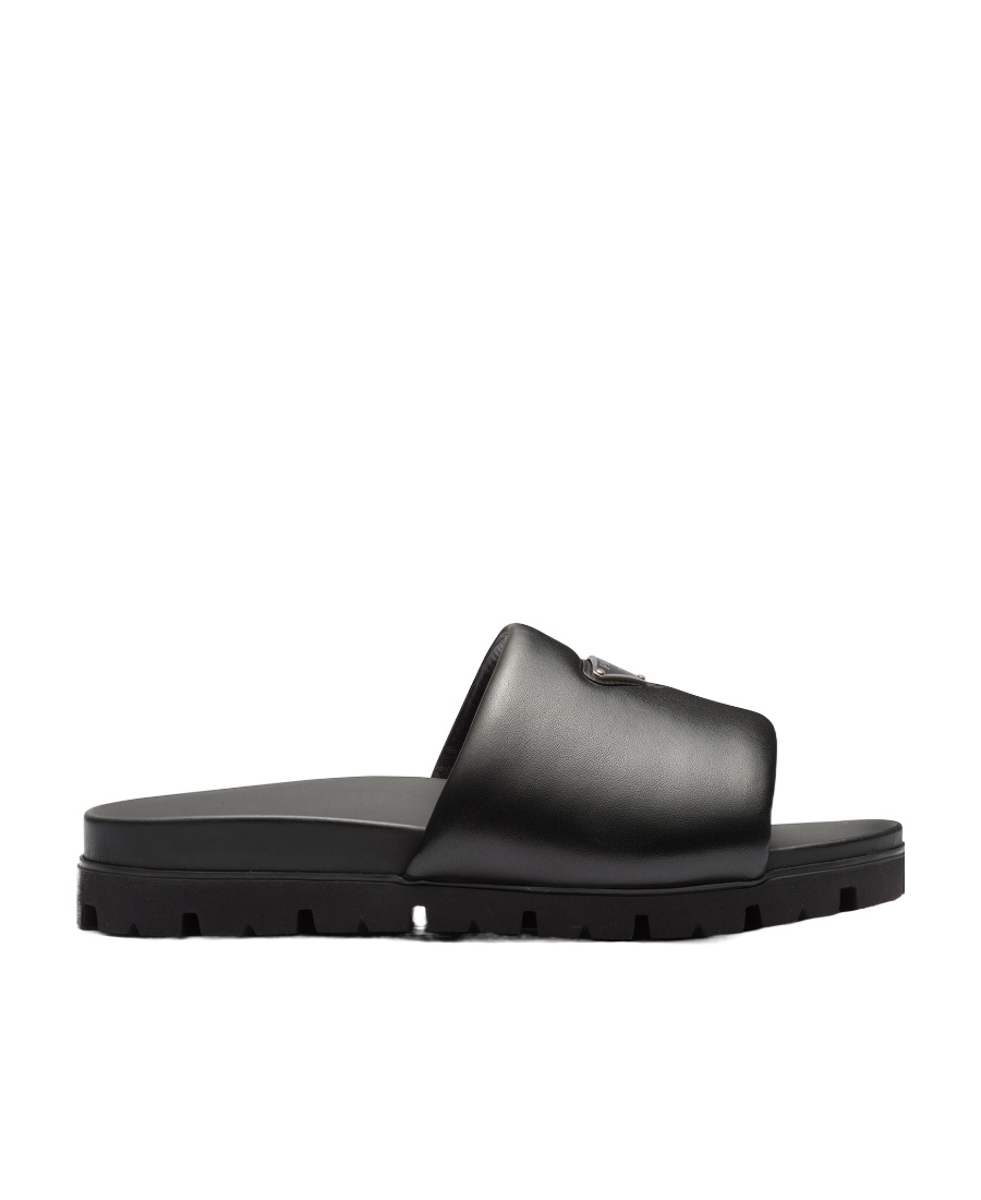 PRADA PADDED NAPPA LEATHER SLIDES
