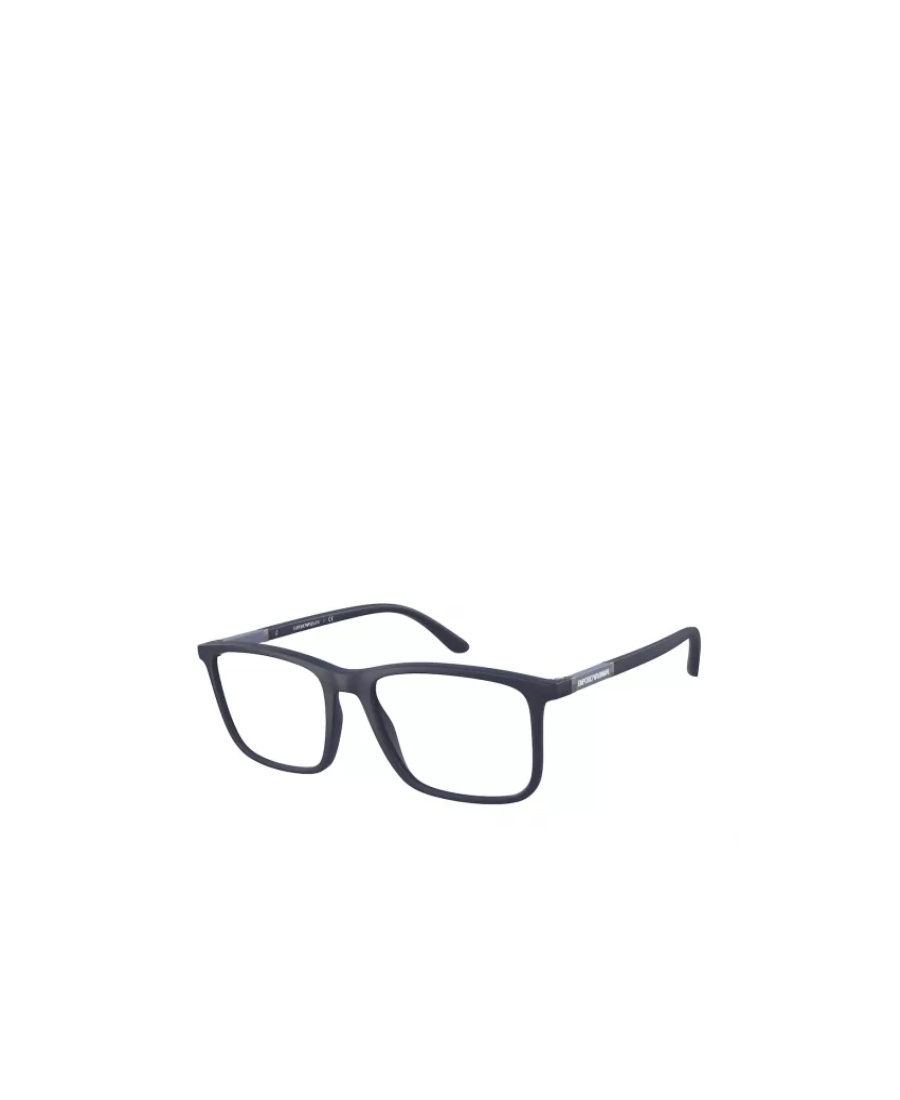Emporio Armani Matte-effect Rectangle-frame Glasses In Blue