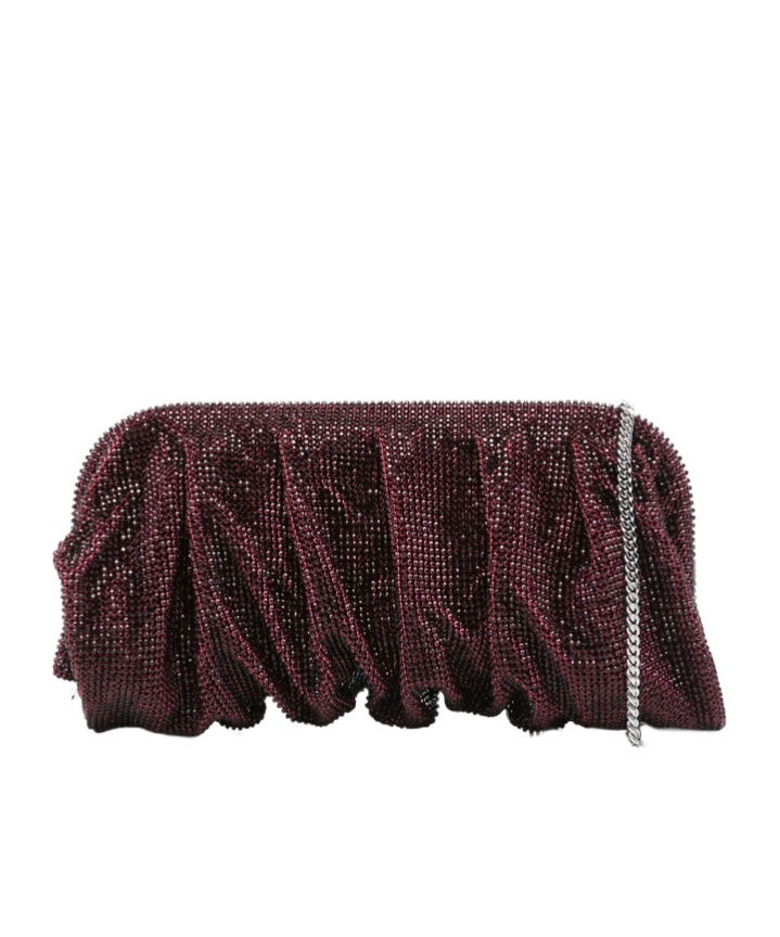 Benedetta Bruzziches La Grande Venus Crystal-embellished Pleated Clutch In Brown