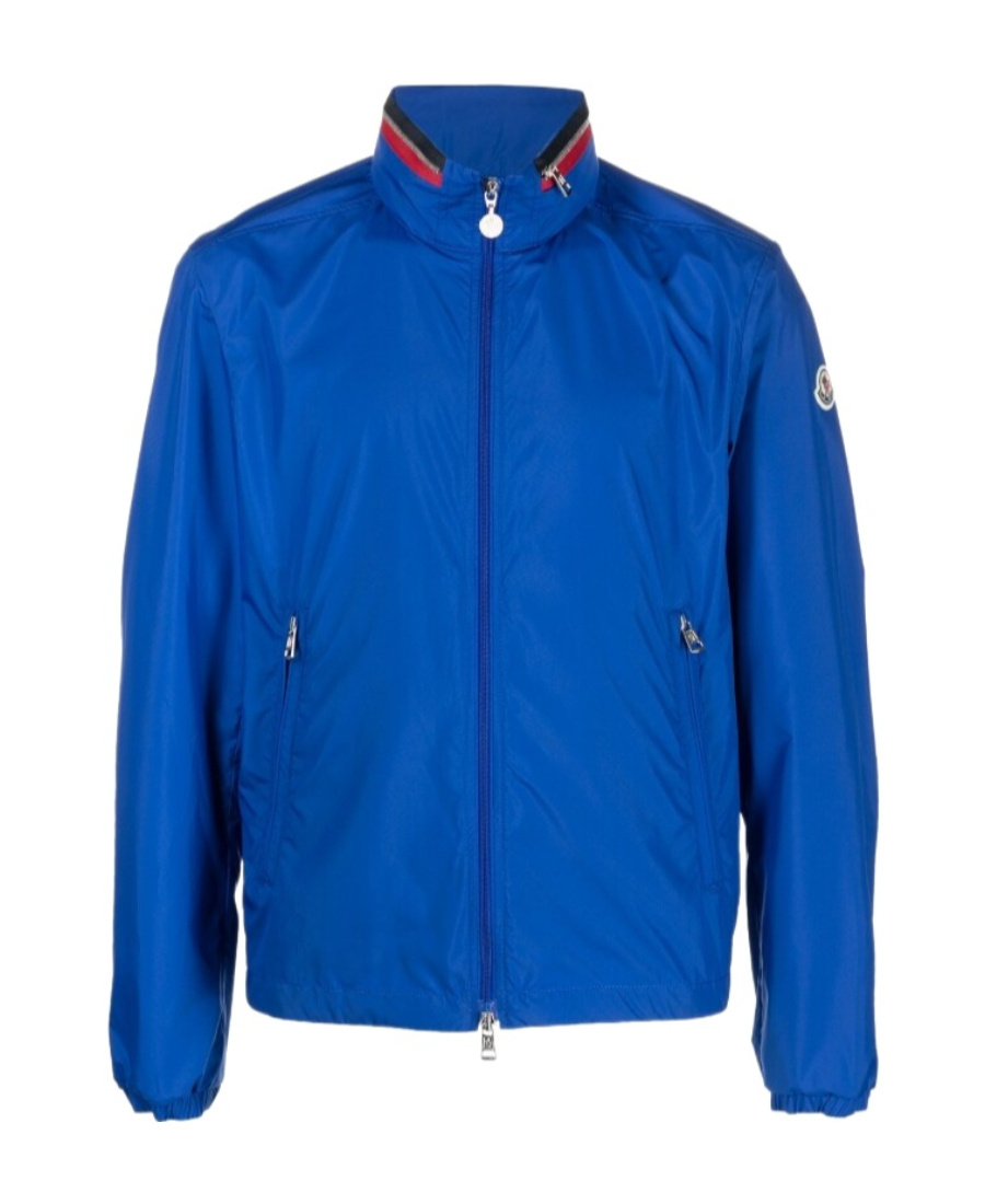 Moncler Hooded Zip-front Jacket In Blue