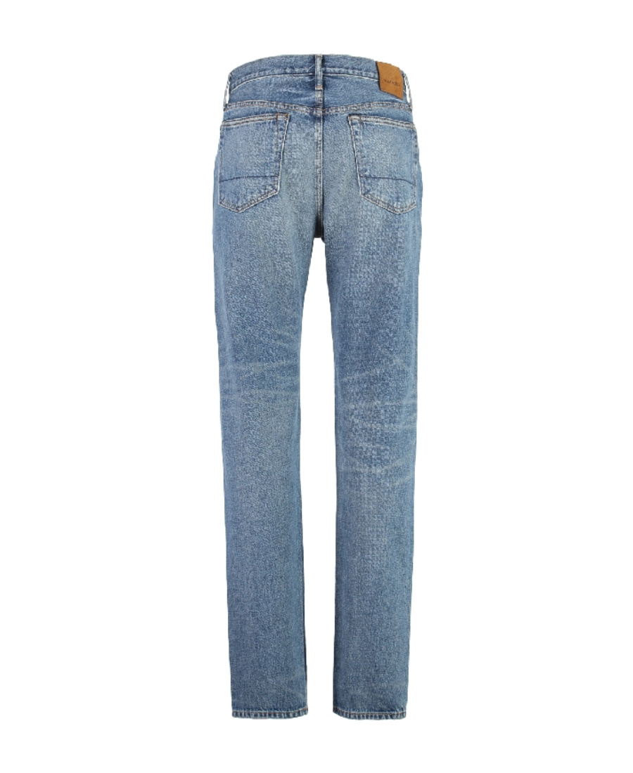 Tom Ford Button Zipper Denim Trousers In Blue