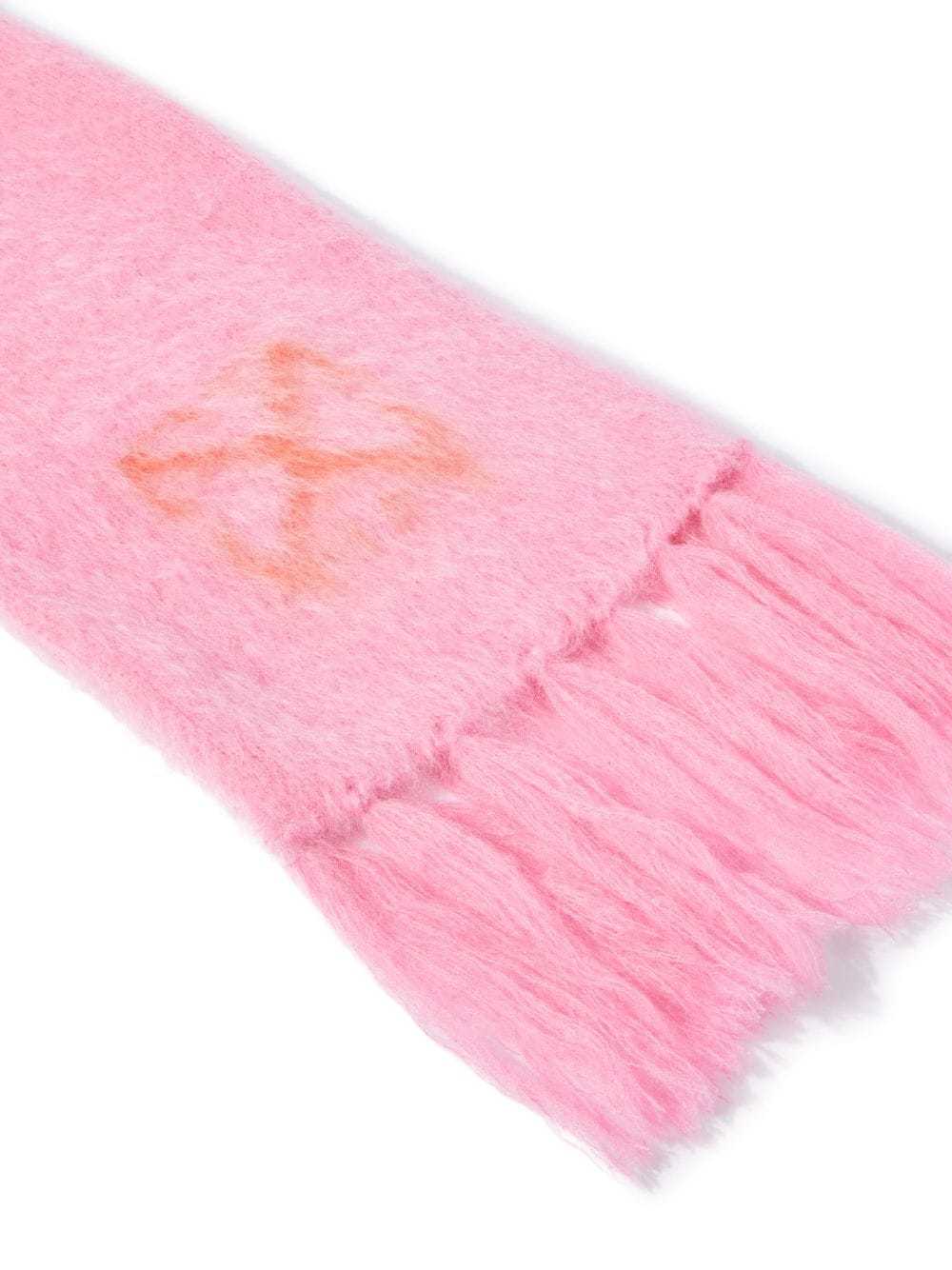 Off-white Intarsia-knit Logo Scarf In Pink