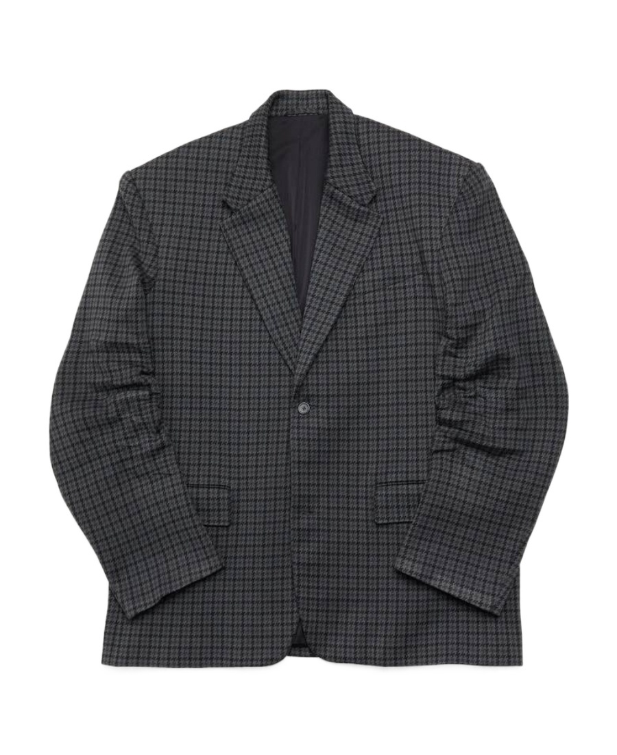 Balenciaga Houndstooth Single-breasted Blazer In Gray