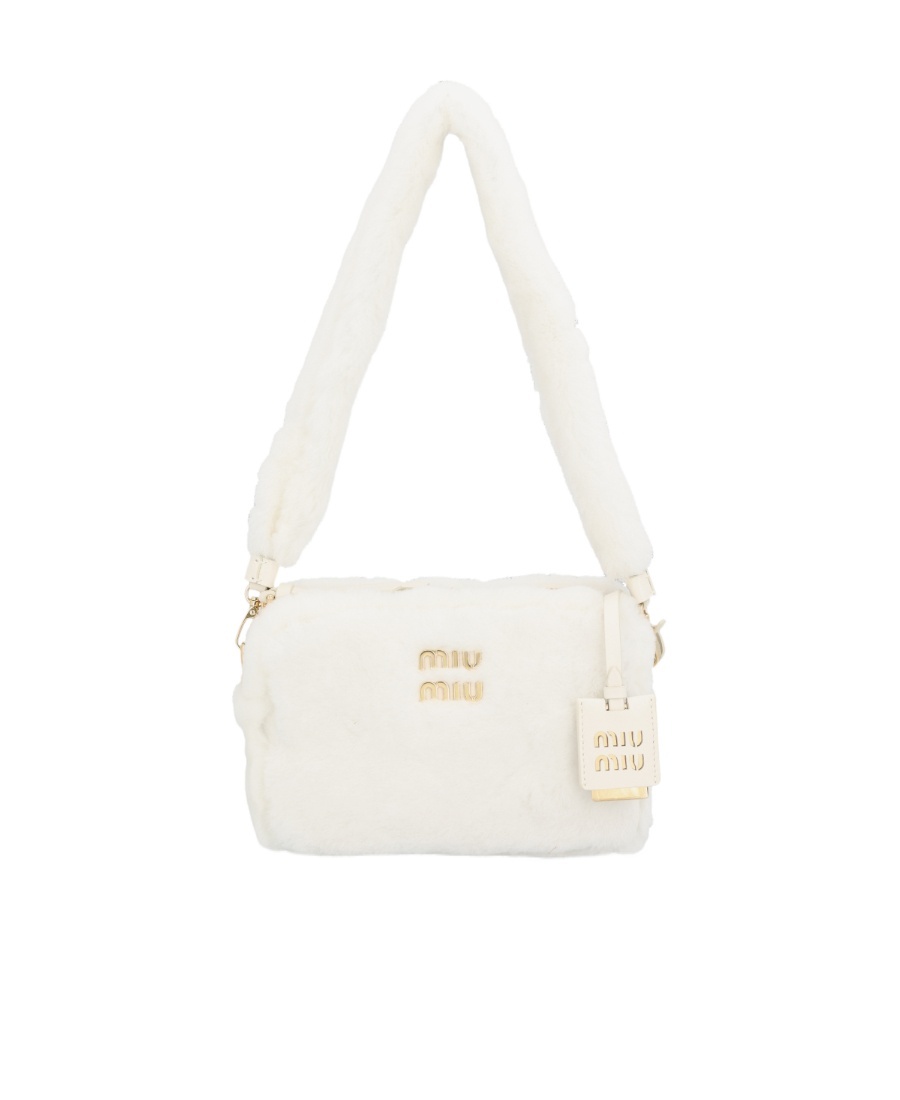 Miu Miu Logo Shoulder Bag In White