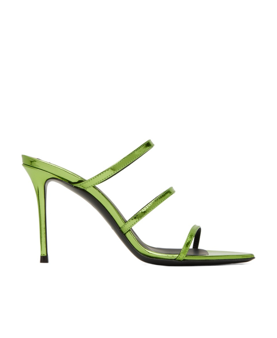 Giuseppe Zanotti Green Metallic Heeled Sandals In Green