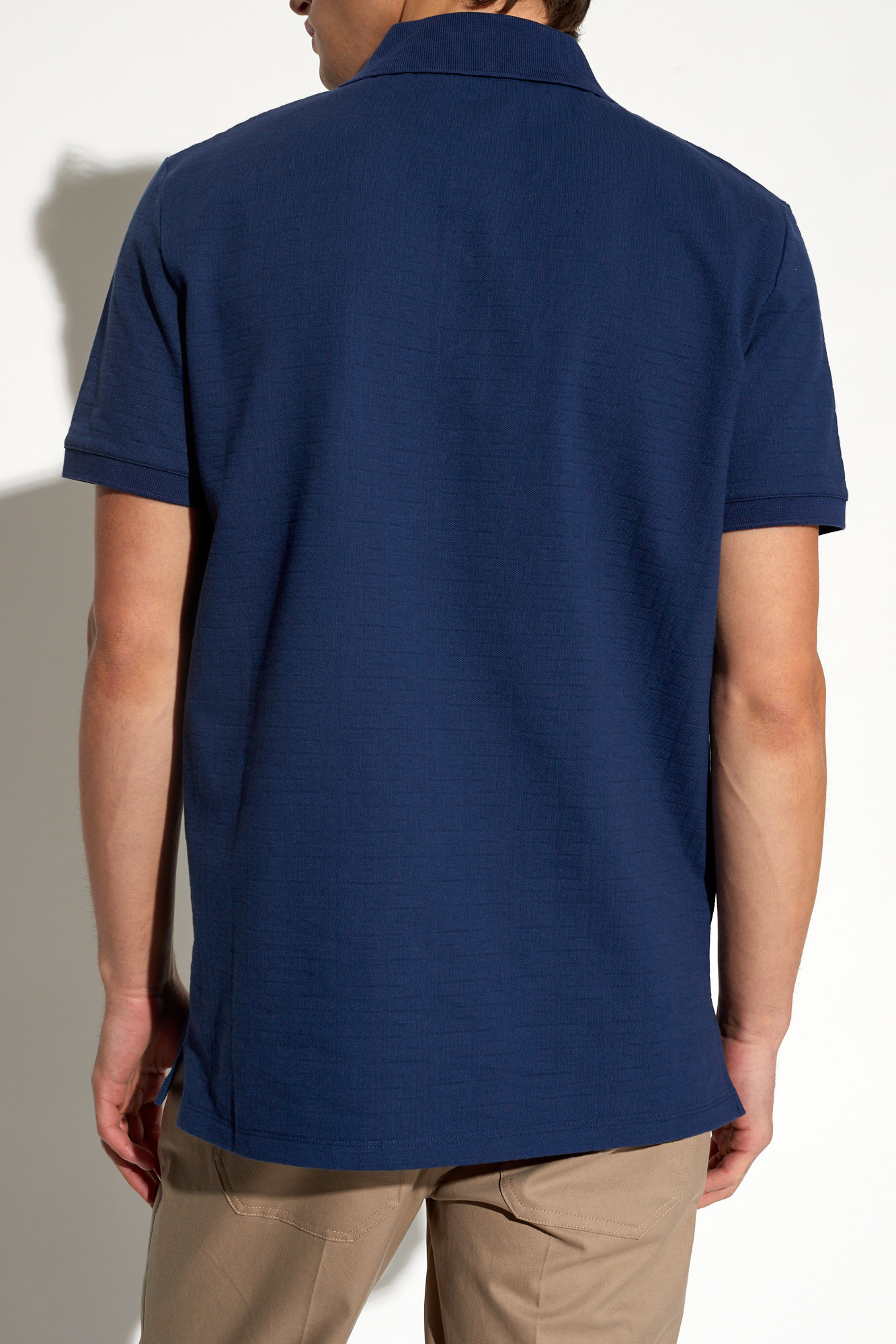 Balmain Monogram-jacquard Cotton Polo Shirt In Blue