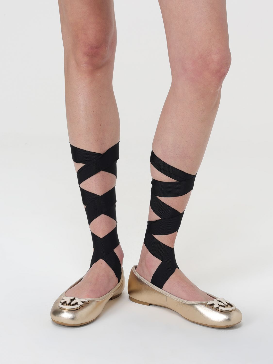 Pinko Gioia Birds Ballerina Shoes In Multicolor