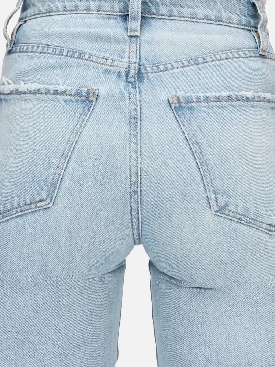 FRAME HIGH WAIST ZIPPER DENIM TROUSERS
