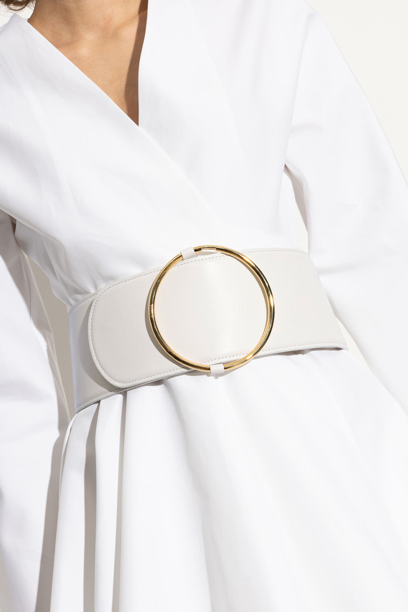 Alaïa Wide Round Buckle Belt In White