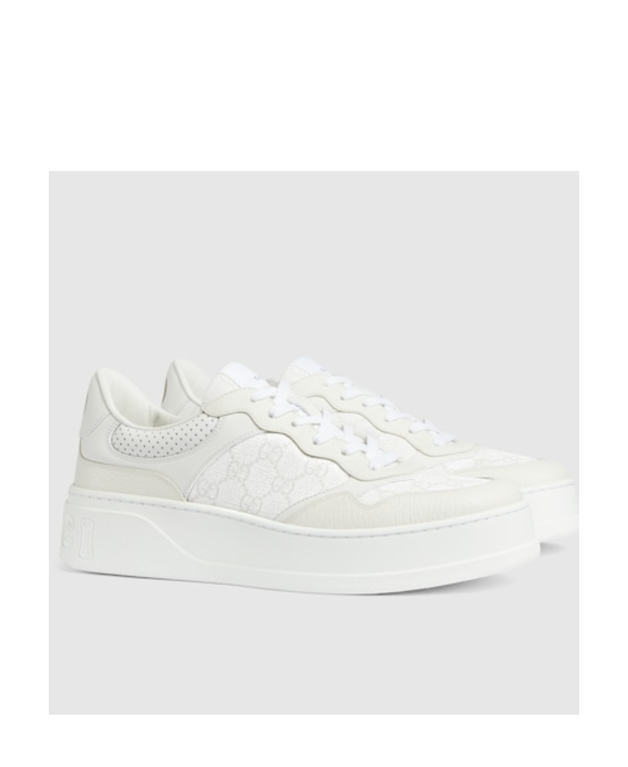 Gucci Gg Supreme-canvas 55mmm Leather Sneakers In White