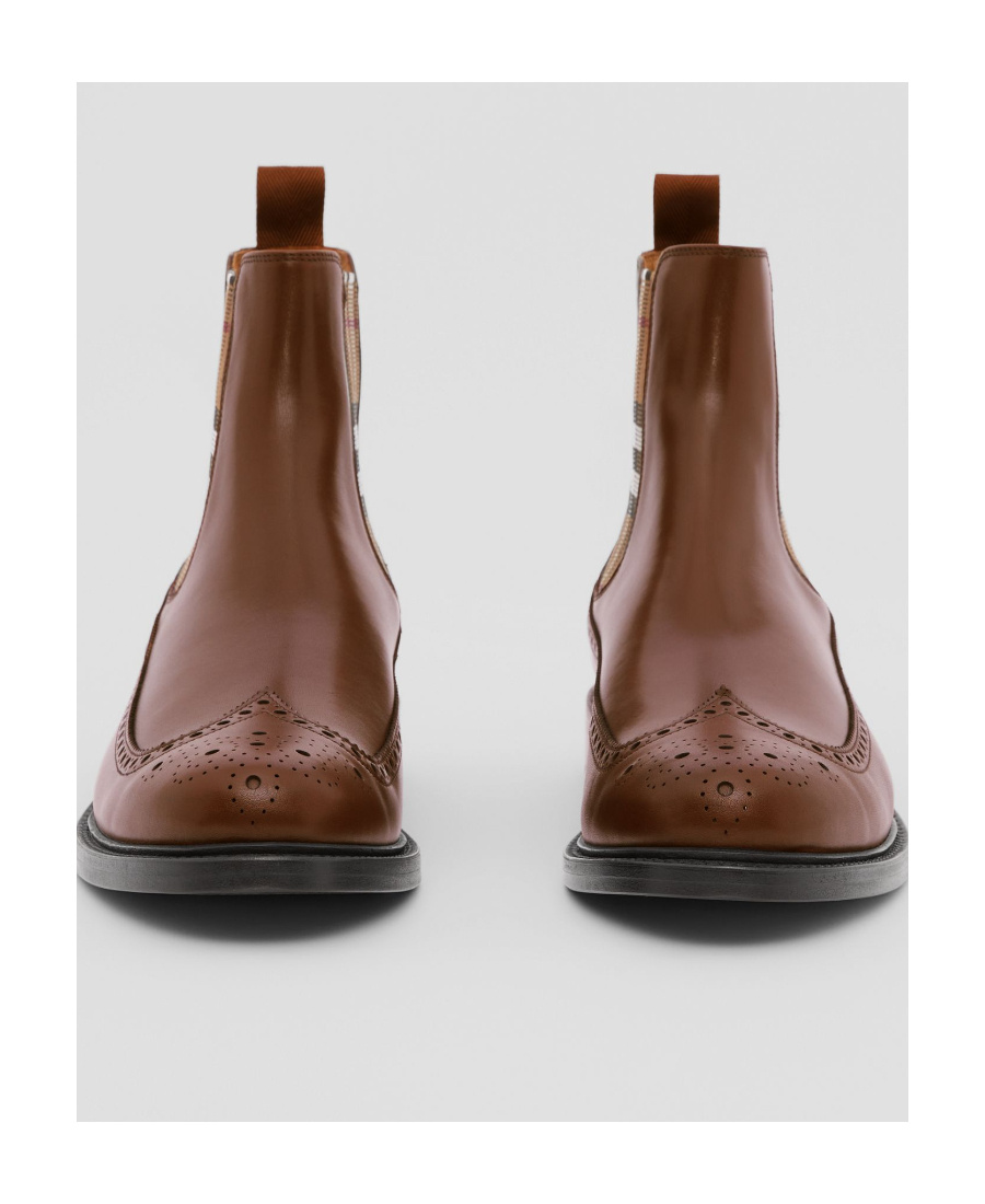 Shop Burberry Vintage Check Chelsea Boots In Brown