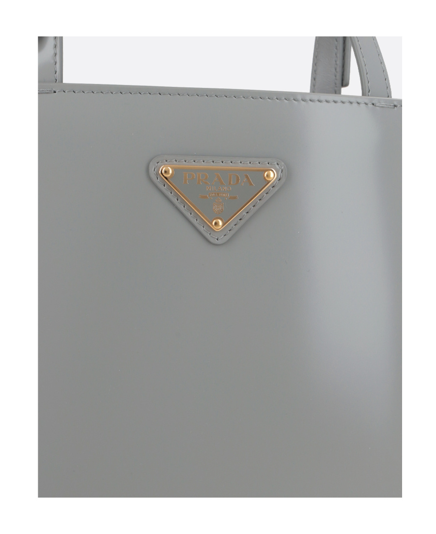 Prada Logo Shoulder Bag In Gray