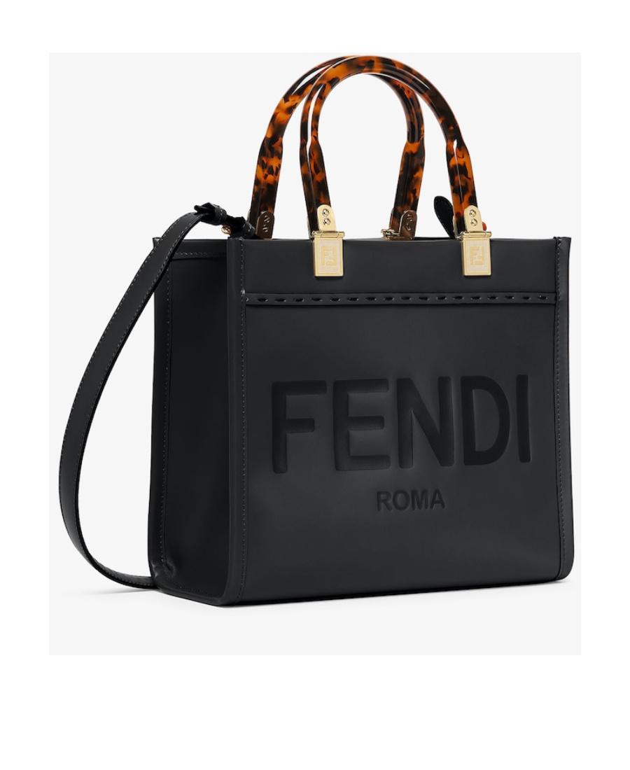 Fendi Small Sunshine Leather Shoulder Bag In Black