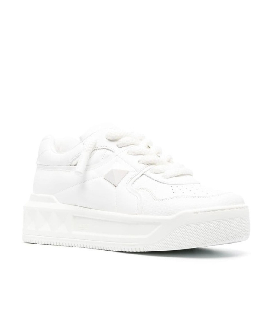 Shop Valentino One Stud Xl Nappa Leather Low-top Sneaker In White