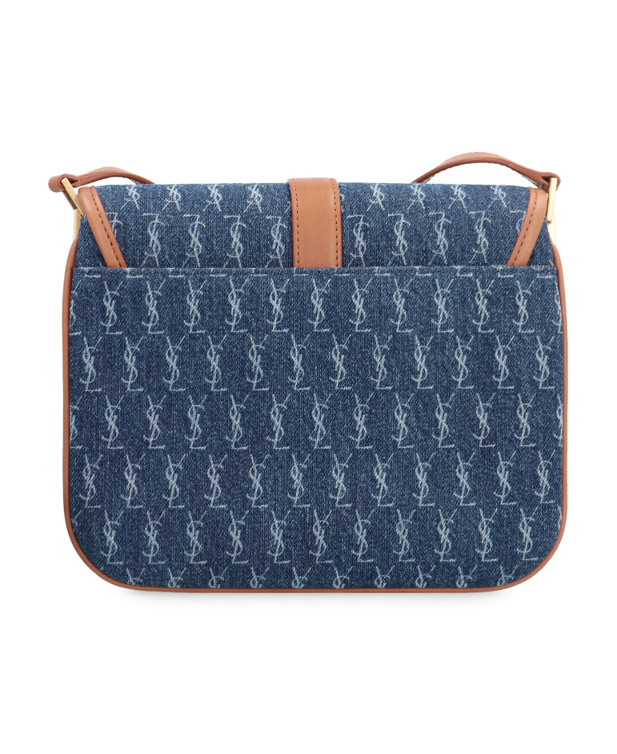 Saint Laurent Monogram Denim Crossbody Bag In Blue