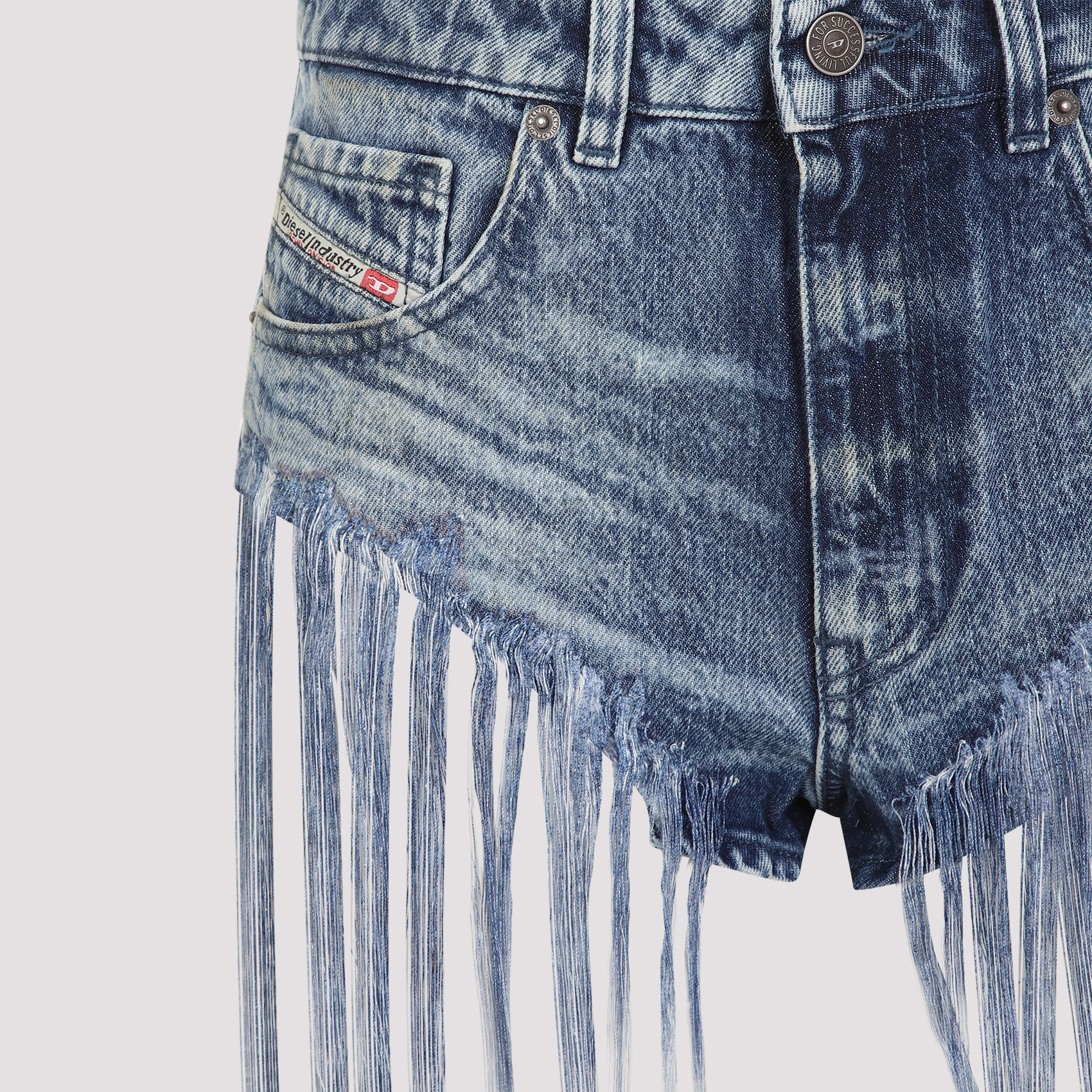 Shop Diesel Fringe-detailing Shorts In Blue