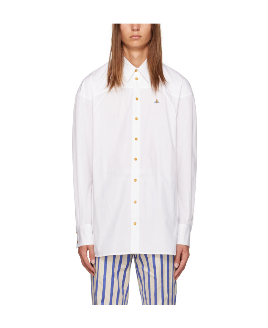 Vivienne Westwood Shirt With Subtle Orb Embroidery And Tailored Fit In White