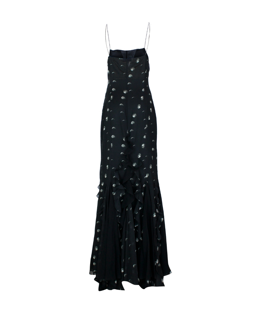 Off-white Moon-print Ruffled Maxi Dress In Black