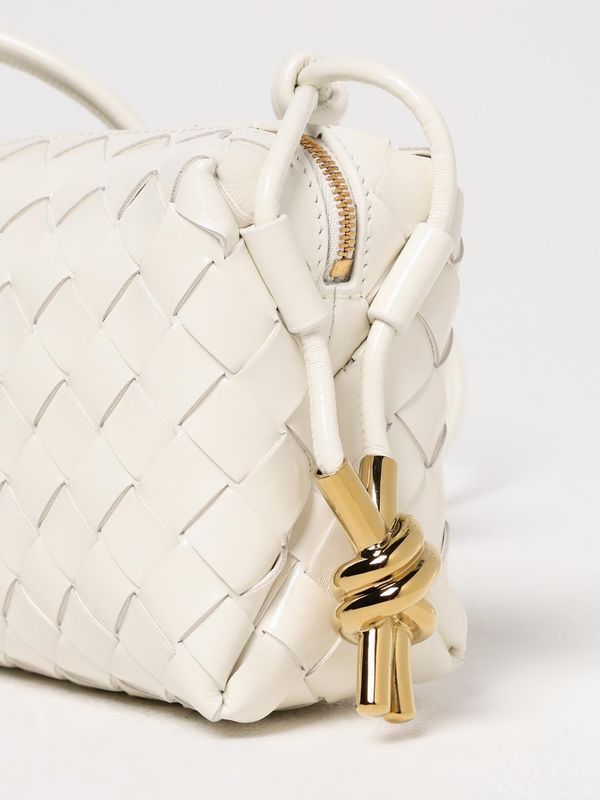 Bottega Veneta Womens White Candy Loop Micro Intrecciato Leather Cross-body Bag In White