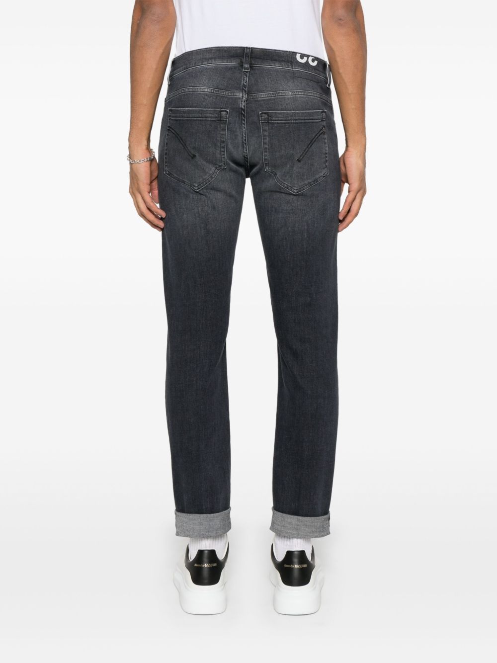 Dondup Grey Denim Jeans With Concealed Fly In Black