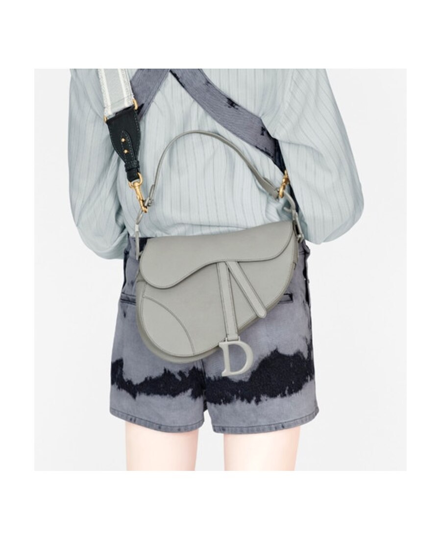 Dior Matte Saddle Shoulder Bag In Gray