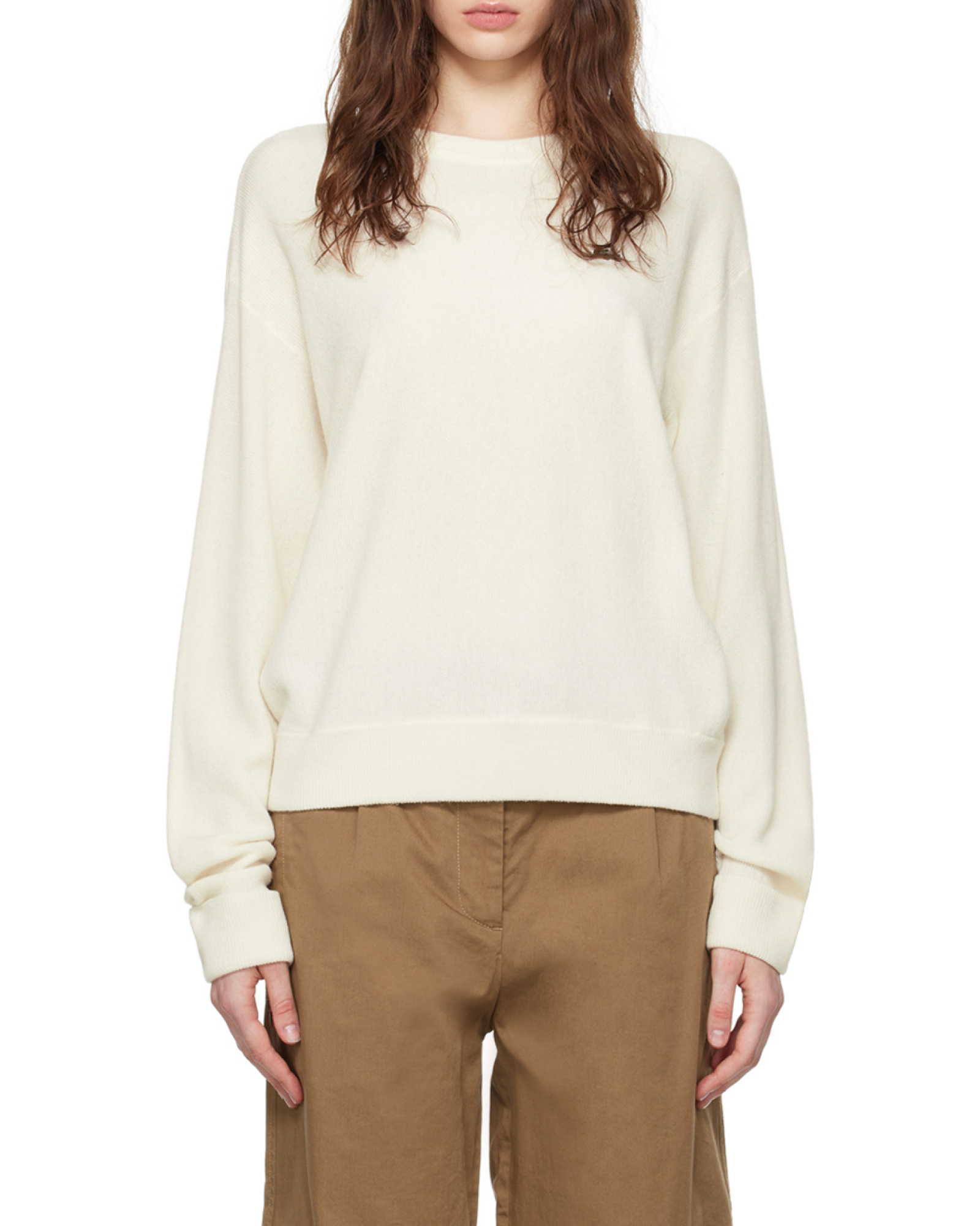Lacoste Long-sleeved Wool Sweater In Neutral
