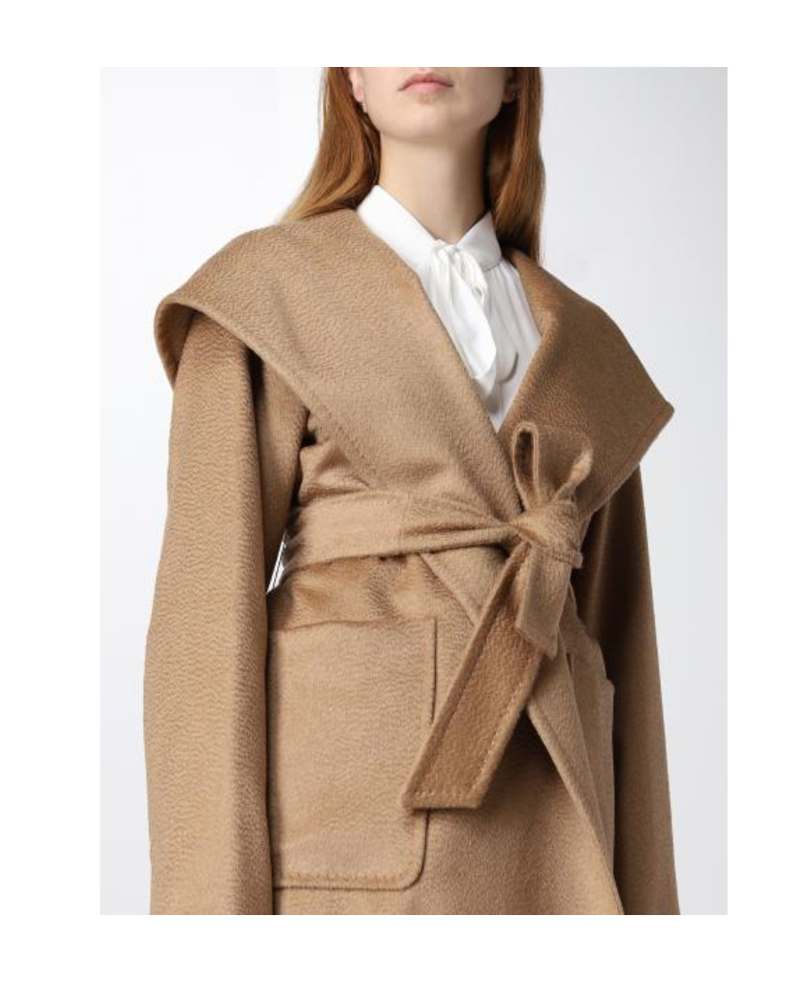 Max Mara Long-sleeved Lace-up Coat In Brown