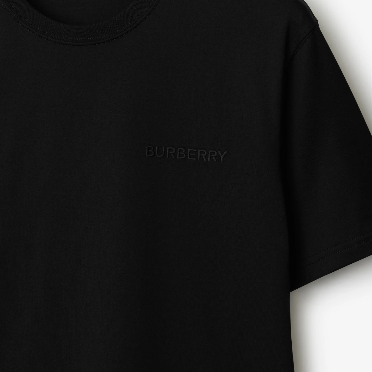 Burberry Tempah Embroidered Logo Cotton T-shirt In Black