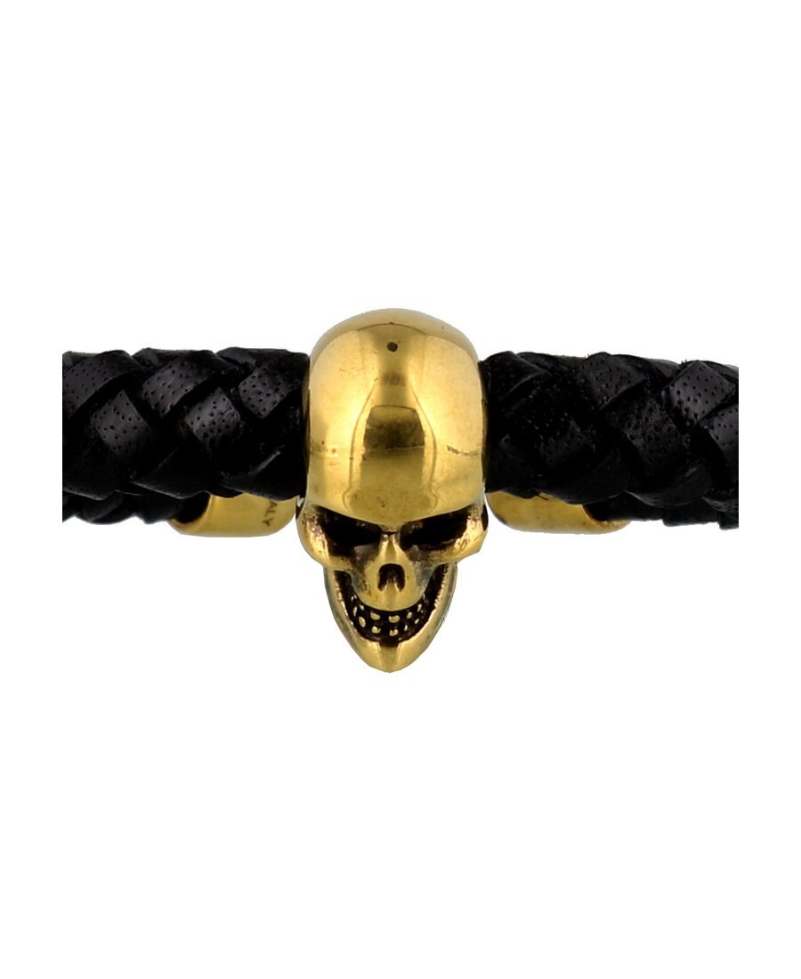 Alexander Mcqueen Skull Leather Bracelet In Black